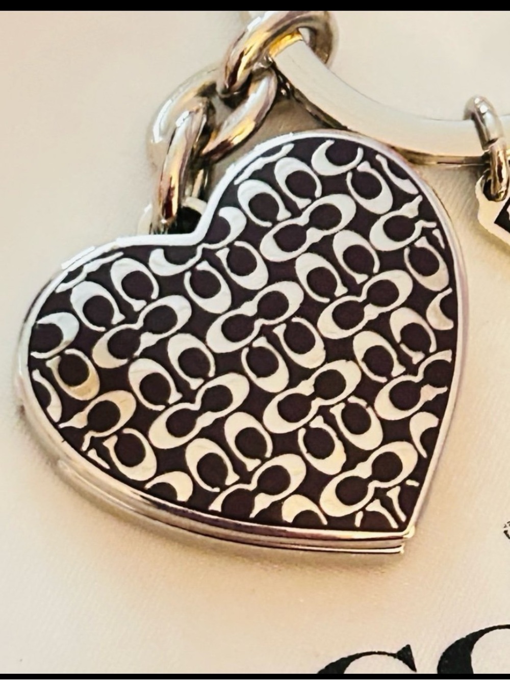Coach Heart Picture Frame Keychain/ Bag Charm - Gem